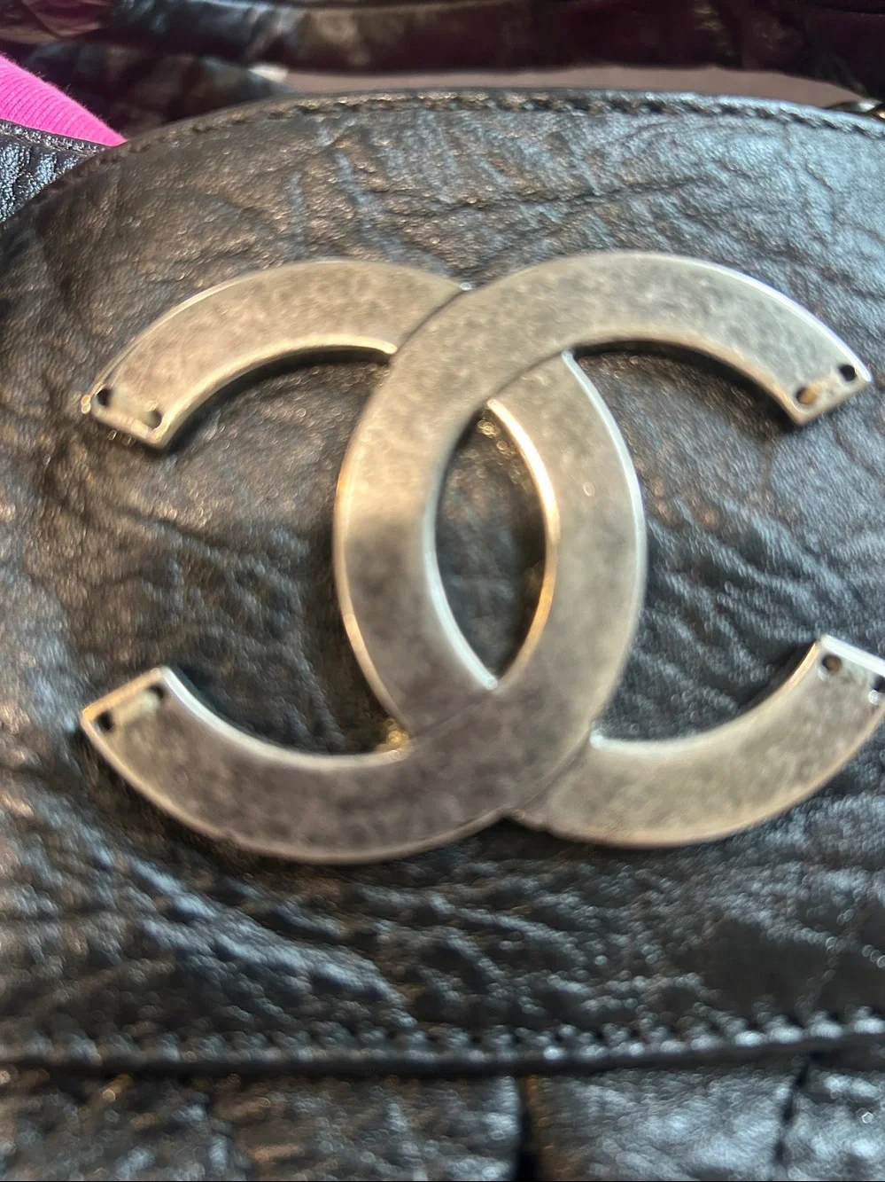 CHANEL LE MARAIS. Black Quilted Leather wShoulder Bag with Silver CC Emblem